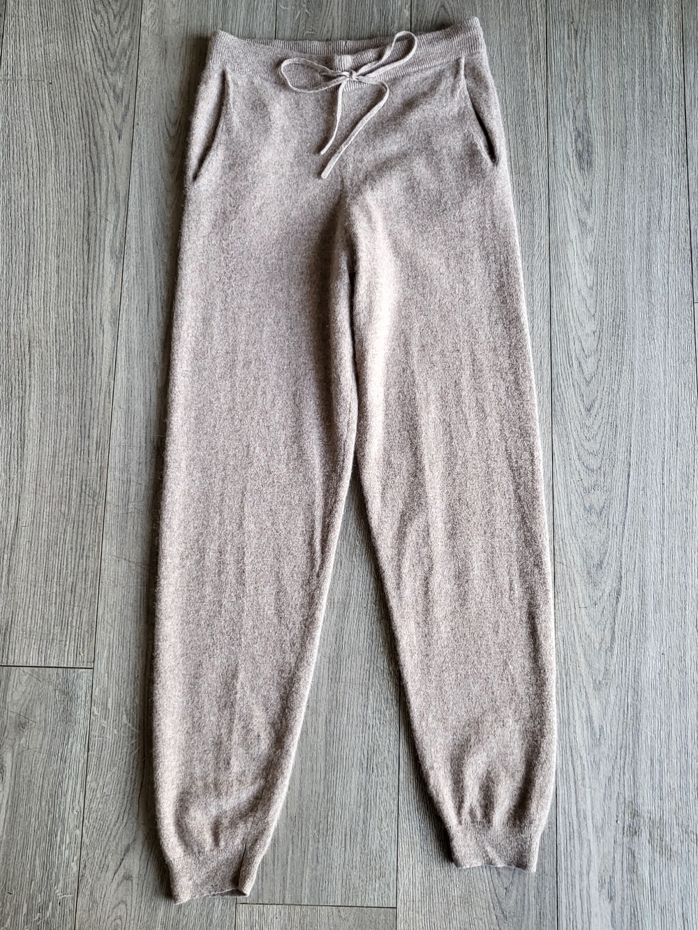 FILORO Cashmere Jogger M Beige 2-Ply 100% Cashmere Sweatpants Knit Pant Pockets